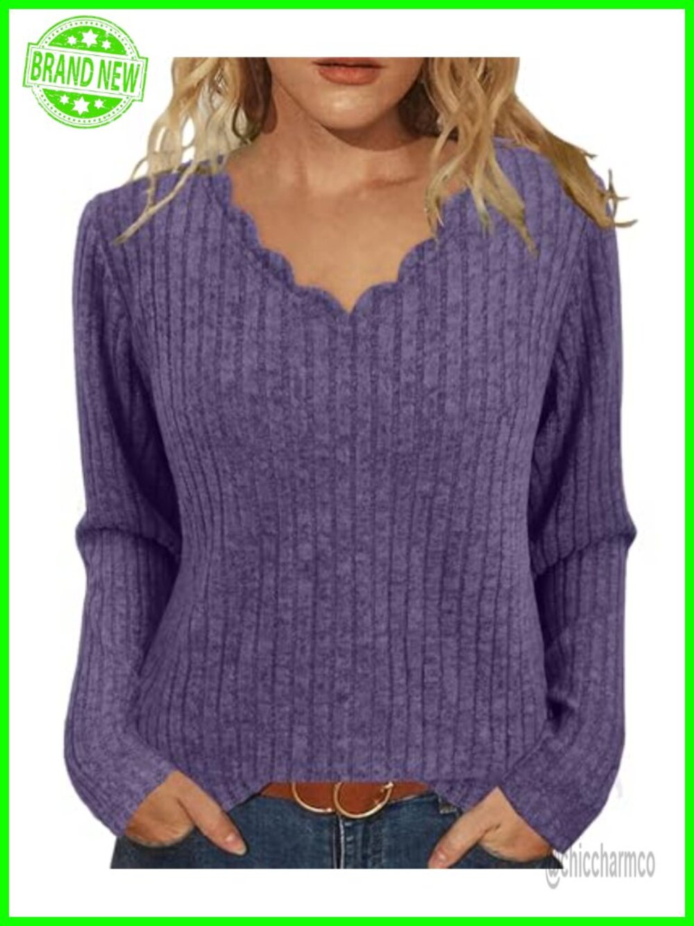 Womens Casual V Neck Long Sleeve Lightweight Tunic Sweater Pullover